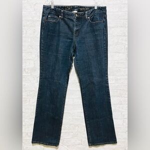 LOFT Women’s Original Bootcut Jeans Size 12/32 inseam in a dark wash.